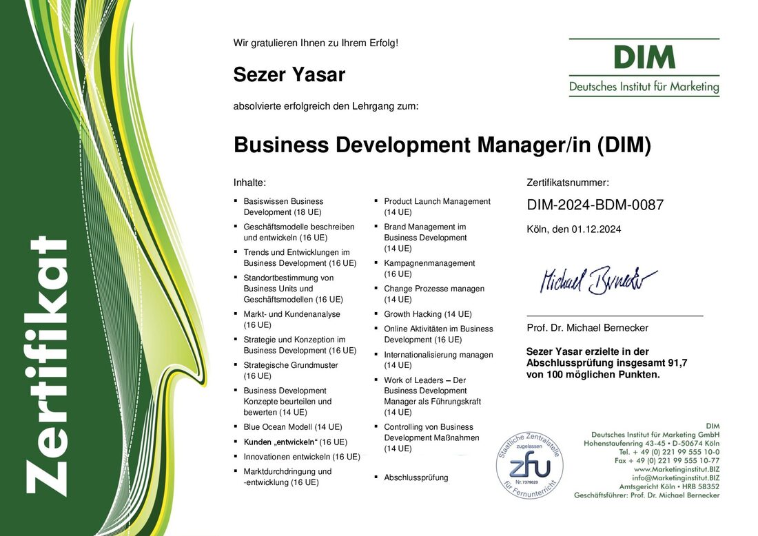 Zertifikat Business Development Manager (DIM)